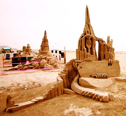 swiss army castle - completed sand sculpture